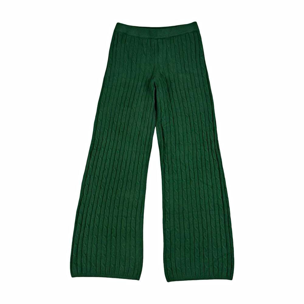 GAP Green Cable-Knit Knit Sweater Pants Pull-On Wide Leg Stretch Women's S